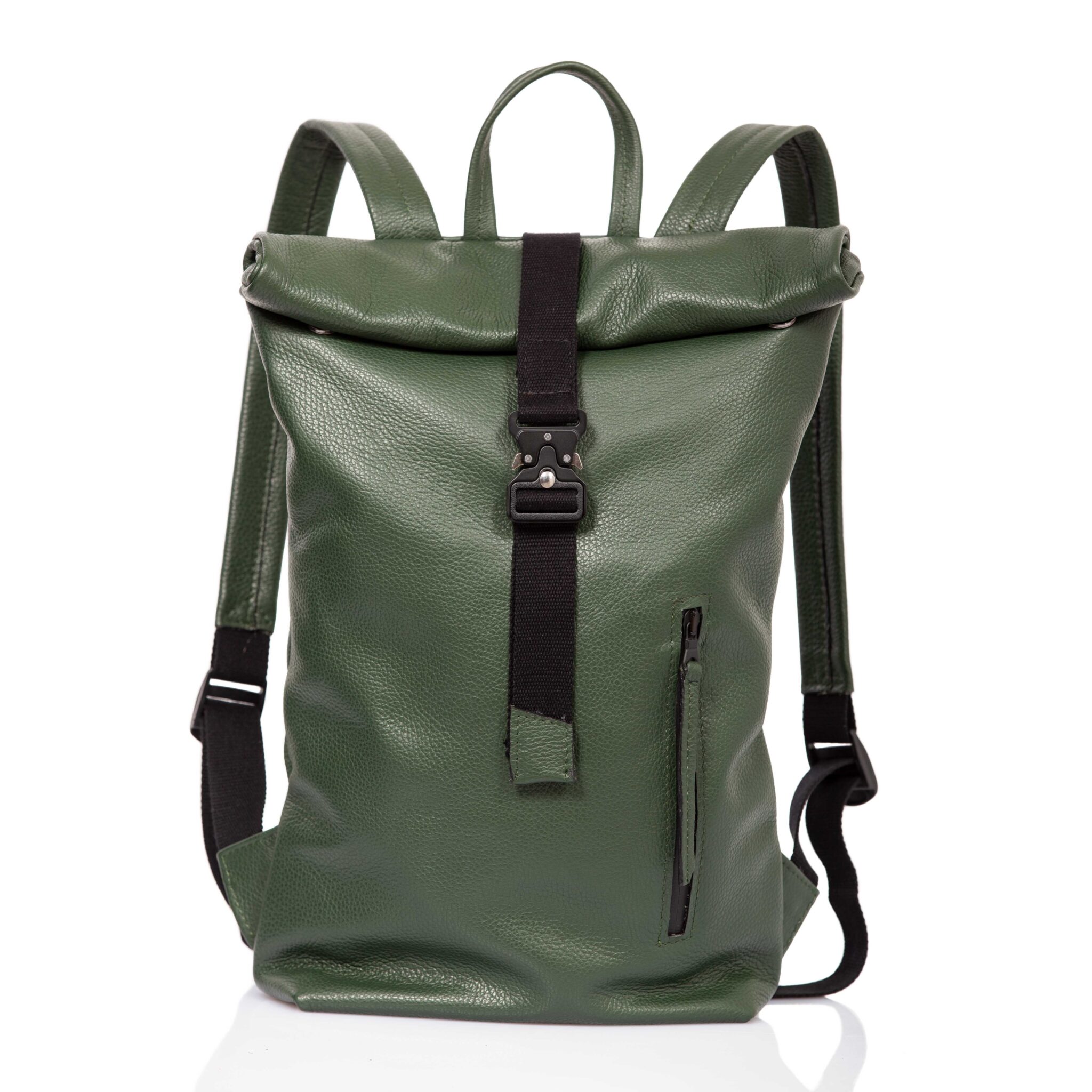 Cinzia Rossi - Green leather roll-top backpack