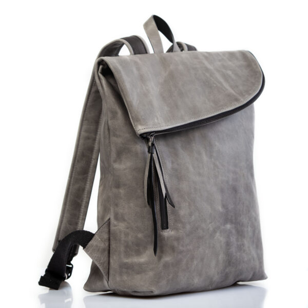 Mochila de piel gris piedra - Cinzia Rossi