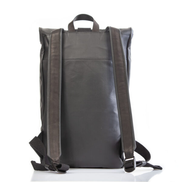 Black leather roll-top backpack - Cinzia Rossi