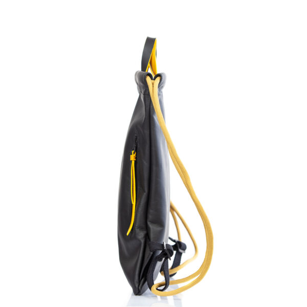 Black leather backpack with drawstring closure - Cinzia Rossi