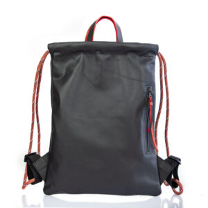 Black leather backpack with drawstring closure - Cinzia Rossi