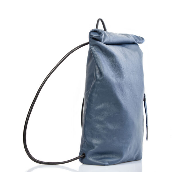 Blue leather roll-top backpack - Cinzia Rossi