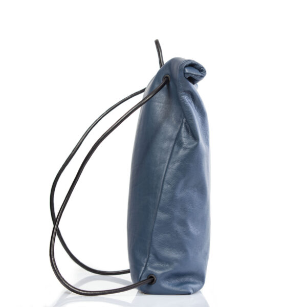 Blue leather roll-top backpack - Cinzia Rossi