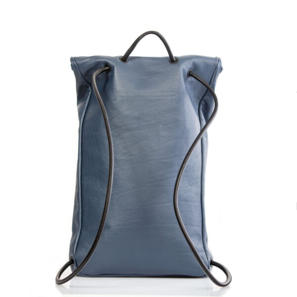 Blue leather roll-top backpack - Cinzia Rossi