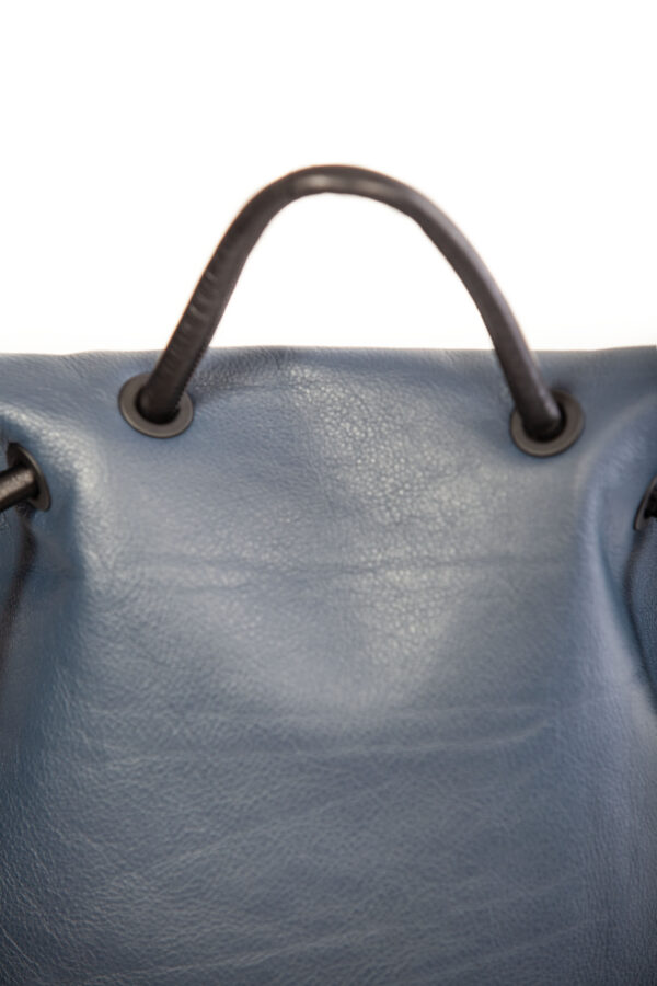 Blue leather roll-top backpack - Cinzia Rossi