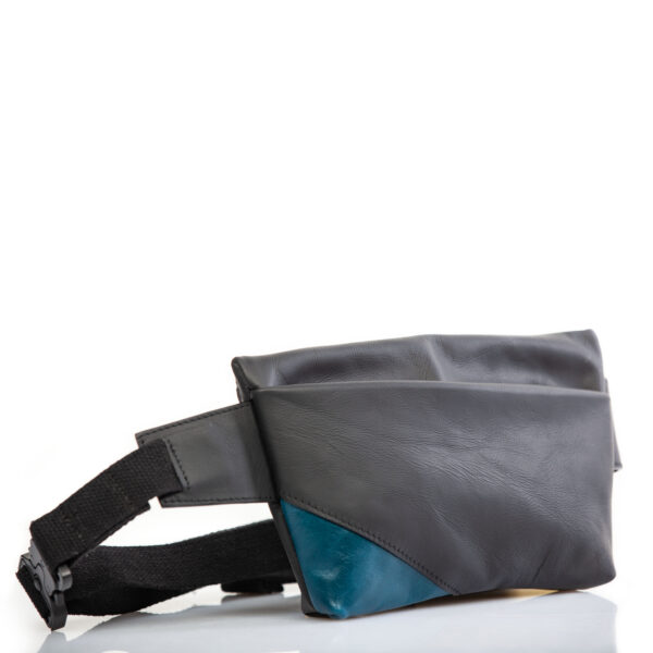 Black and petrol blue leather belt bag - Cinzia Rossi