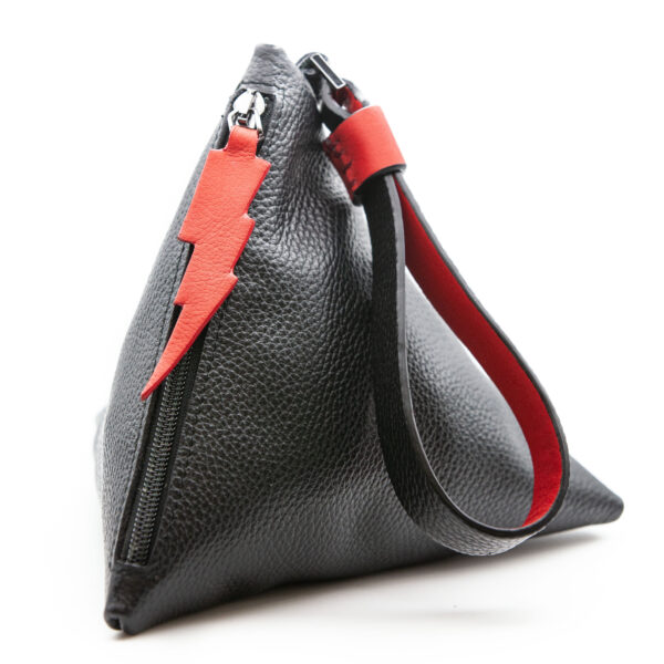 Black leather pyramid clutch bag - Cinzia Rossi