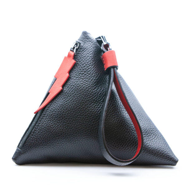 Black leather pyramid clutch bag - Cinzia Rossi