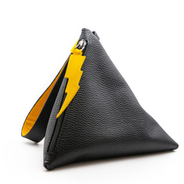 Zwart lederen piramide clutch tas - Cinzia Rossi