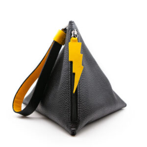 Zwart lederen piramide clutch tas - Cinzia Rossi