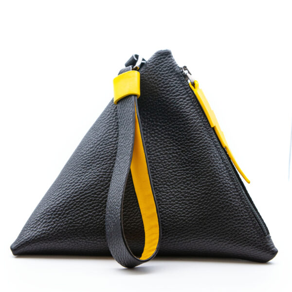 Zwart lederen piramide clutch tas - Cinzia Rossi