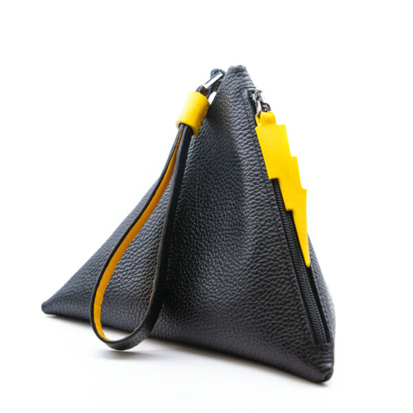 Zwart lederen piramide clutch tas - Cinzia Rossi