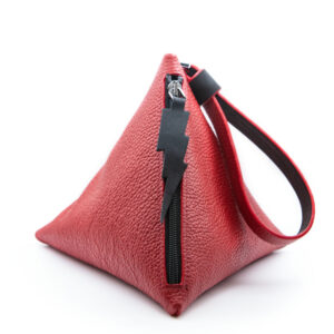 Pochette pyramide en cuir rouge - Cinzia Rossi